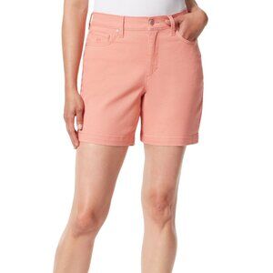 Gloria Vanderbilt Amanda High Rise 6" Shorts Peach Coral Stretch
